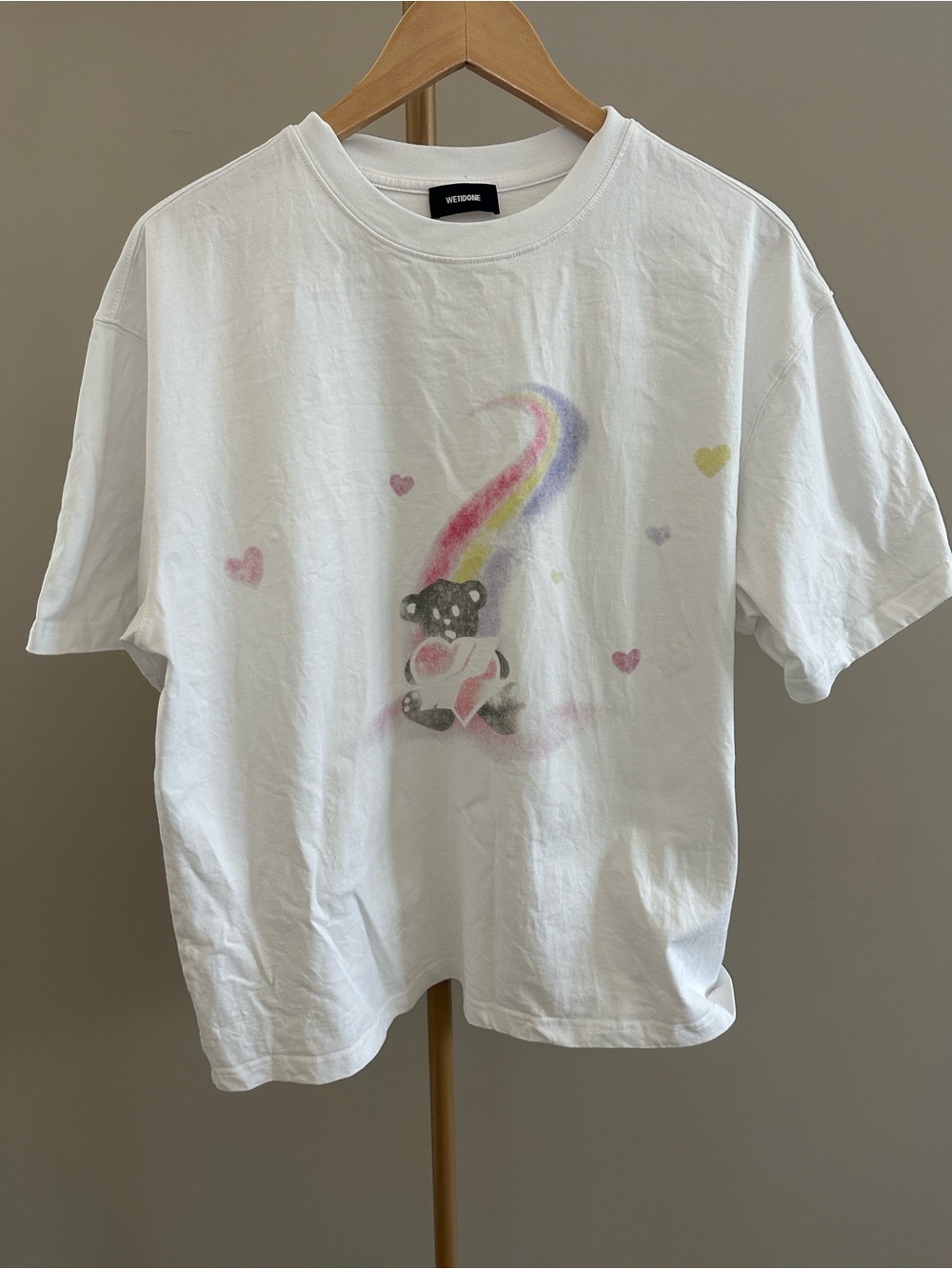 WE11DONE Rainbow Bear Graphic T-Shirt โ Size Small โ White